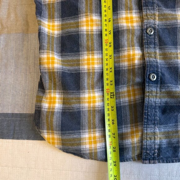 Original Paperbacks Casual Button Down Mens Medium Yellow Plaid Flannel Shirt - Picture 6 of 6